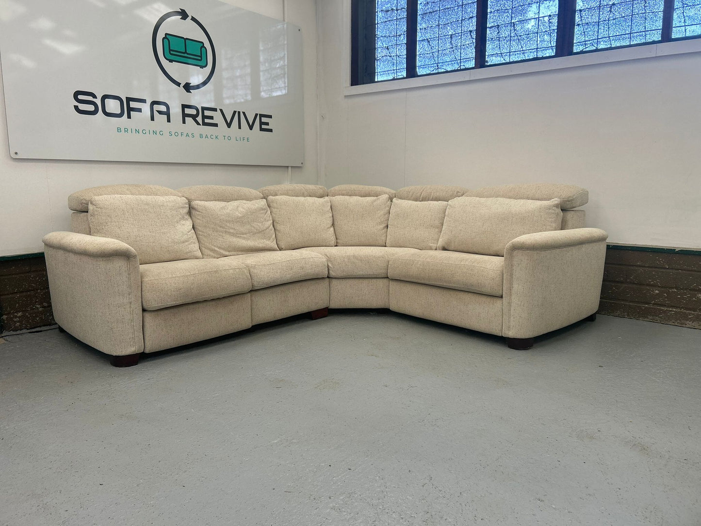 SR Beige Corner Recliner 4 Seater Sofa
