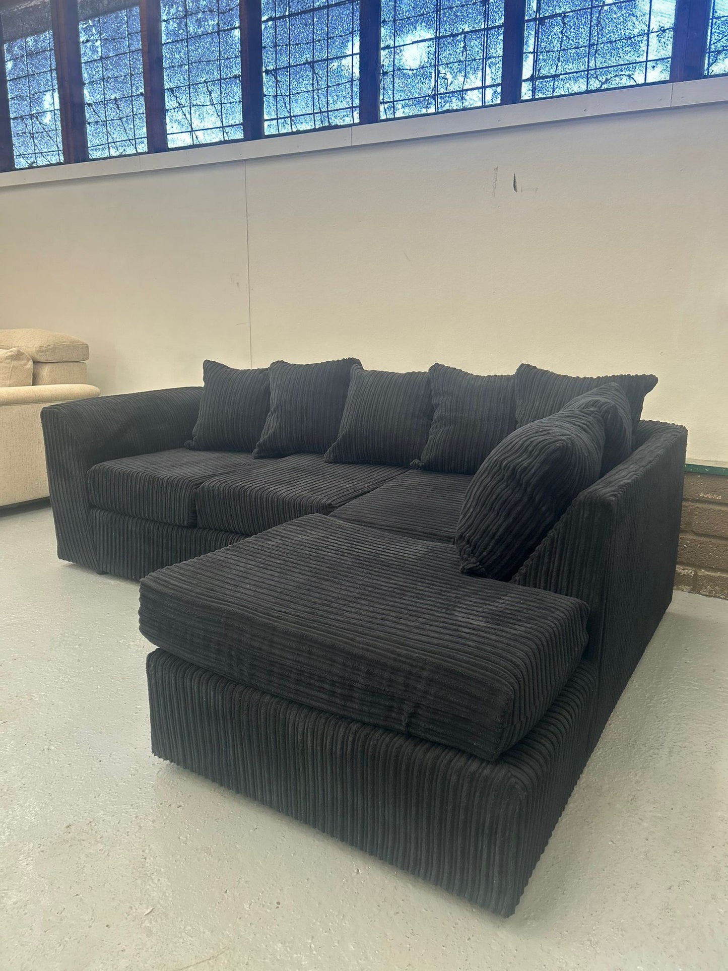 Navy Cord Corner Sofa