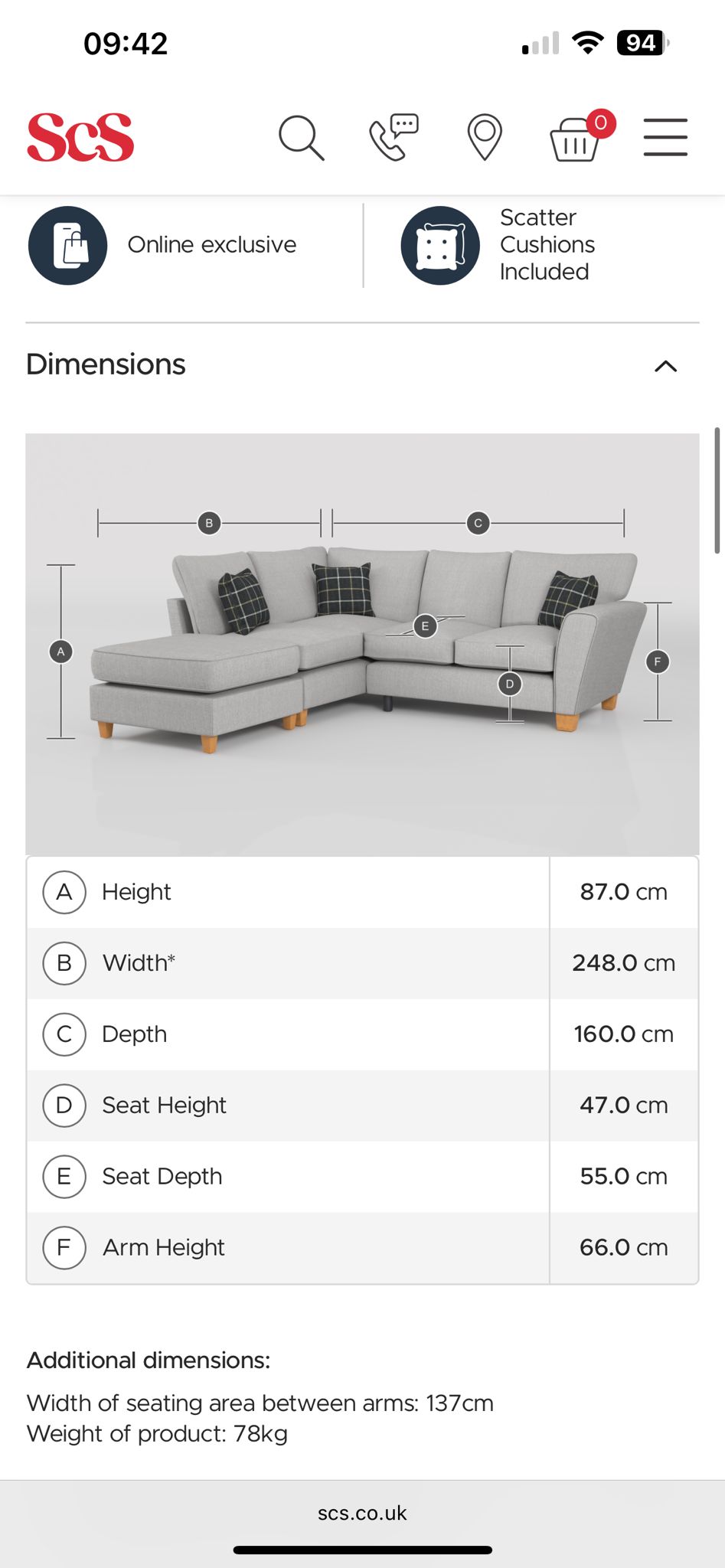 Beige SCS HUGO corner sofa with matching pouffe