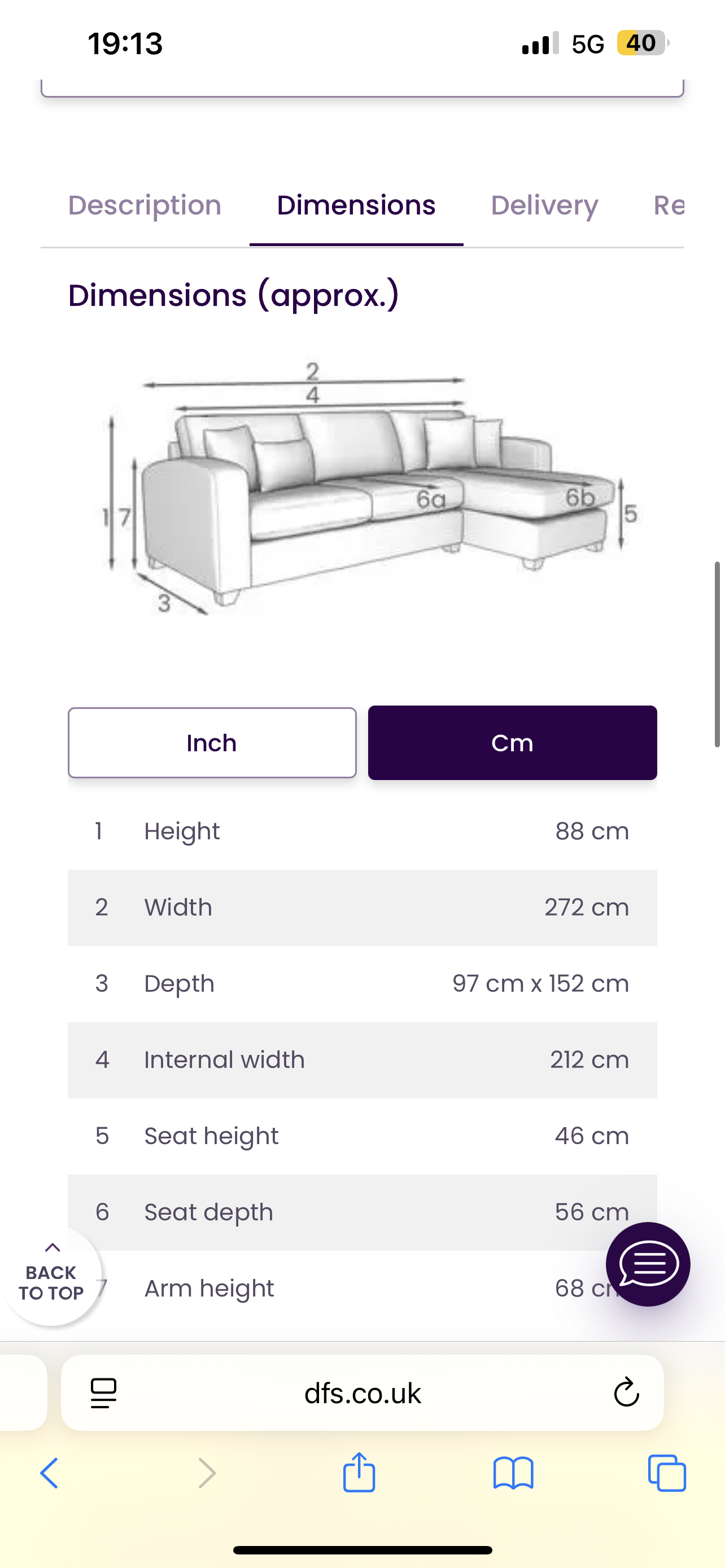 Grey DFS LAYLA right hand chaise sofa