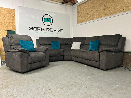 Grey corner recliner with matching recliner armchair