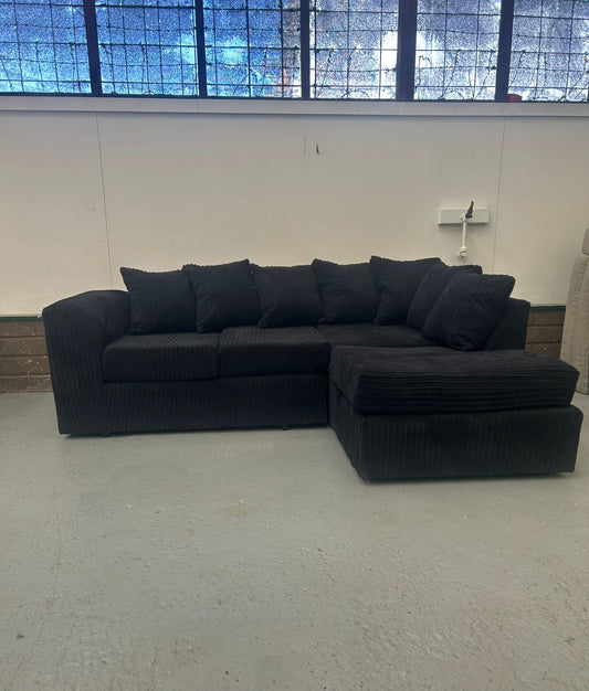 Navy Cord Corner Sofa