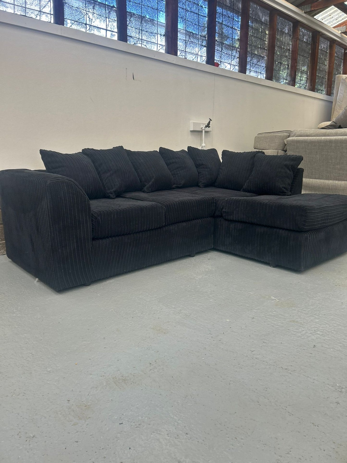 Navy Cord Corner Sofa